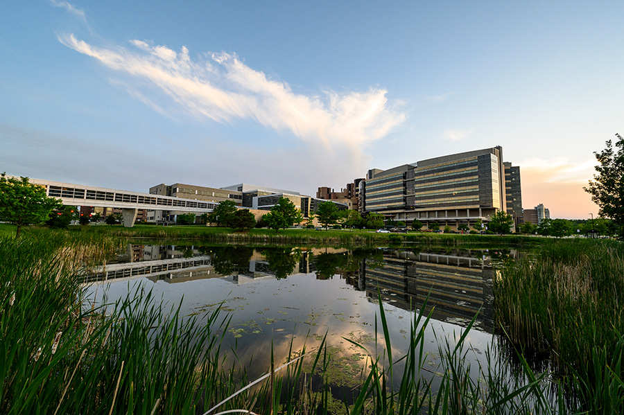 Health Sciences Learning Center at sunset